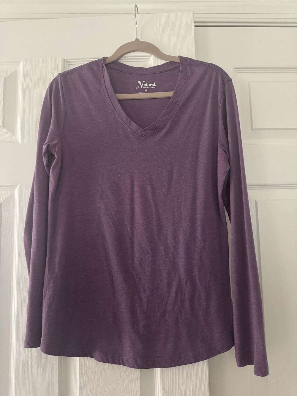 Natural Reflections Long Sleeve V-Neck Top - Purple